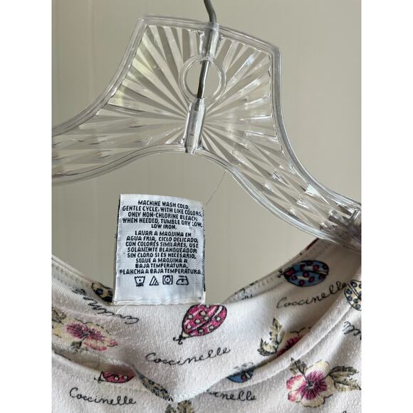 Vintage 90s Y2K Cottagecore Garden Print Midi Dress Small Ladybug Floral Stretch - Picture 12 of 16